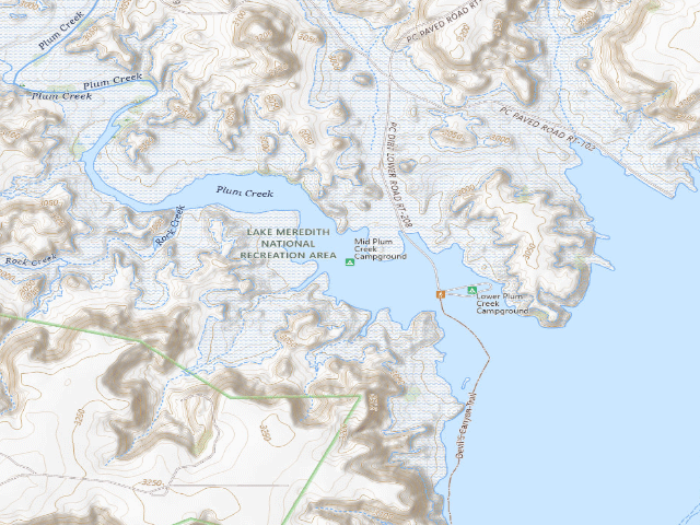 USGS topographic map of Middle Plum Creek Campground
