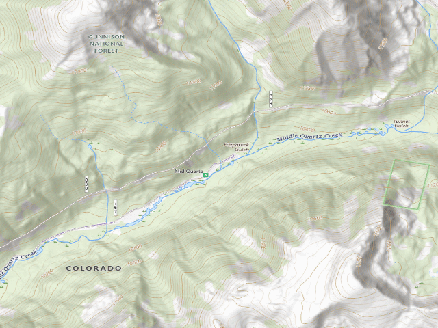 USGS topographic map of Middle Quartz Creek Campground