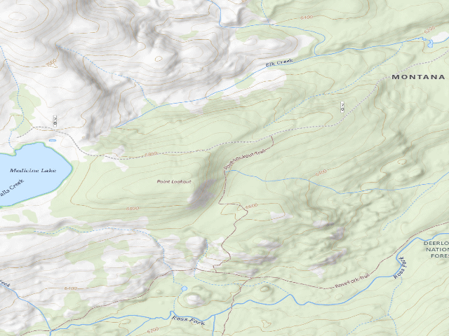 USGS topographic map of Middle Ross Frk Rock Creek-001