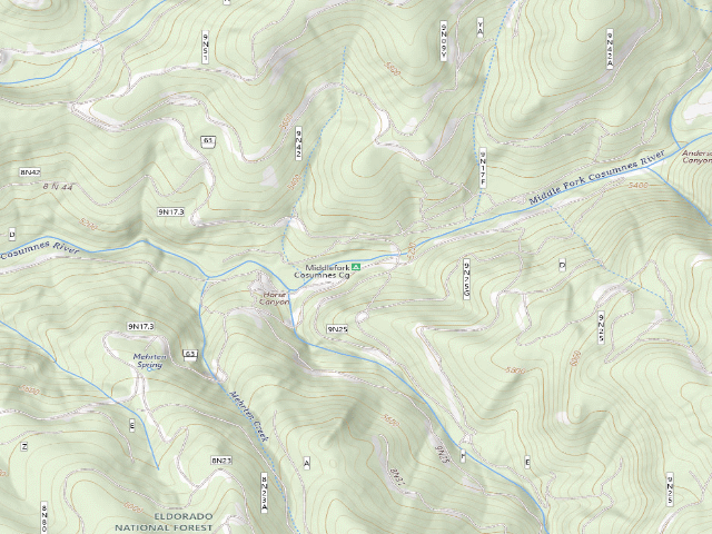 USGS topographic map of Middlefork Cosumnes Cg