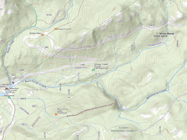 USGS topographic map of Midge Creek Group Campground