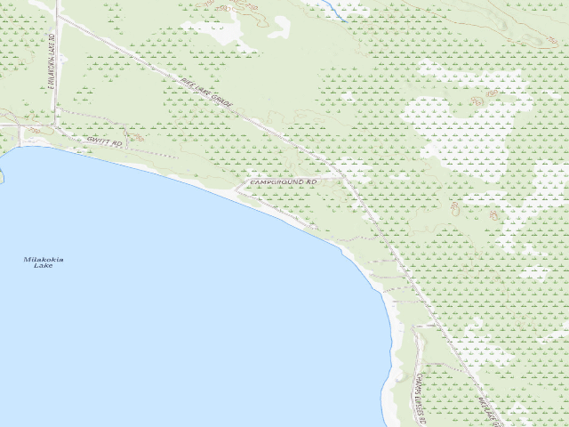 USGS topographic map of Milakokia Lake State Forest Campground