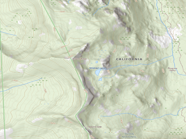 USGS topographic map of Mildred Lakes