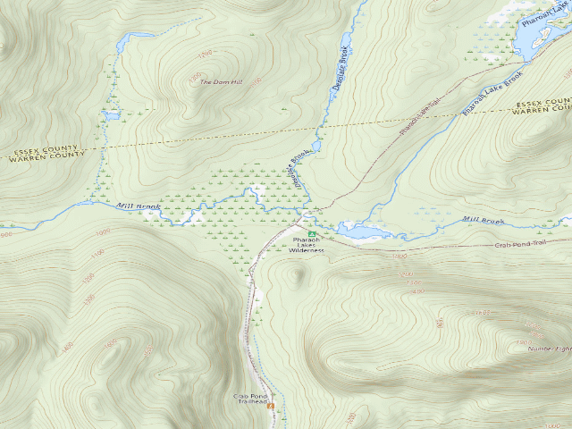 USGS topographic map of Mill Brook Site #1 (Pharaoh Lake Wilderness)