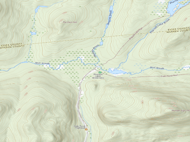 USGS topographic map of Mill Brook Site #2 (Pharaoh Lake Wilderness)