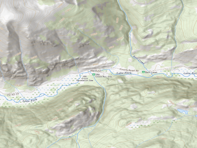 USGS topographic map of Mill Creek Campground
