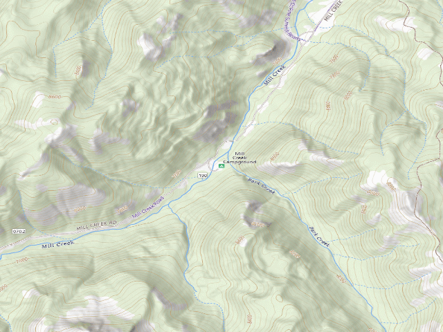 USGS topographic map of Mill Creek Campground