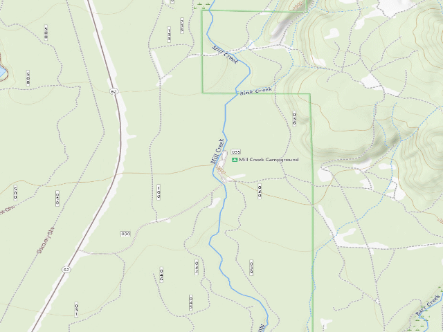 USGS topographic map of Mill Creek Campground USFS