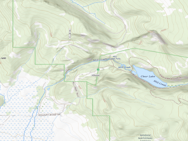 USGS topographic map of Mill Creek Falls Campground