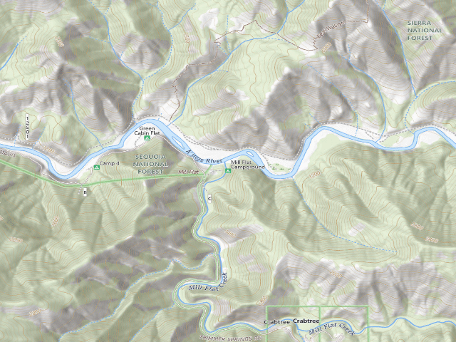 USGS topographic map of Mill Flat Campground