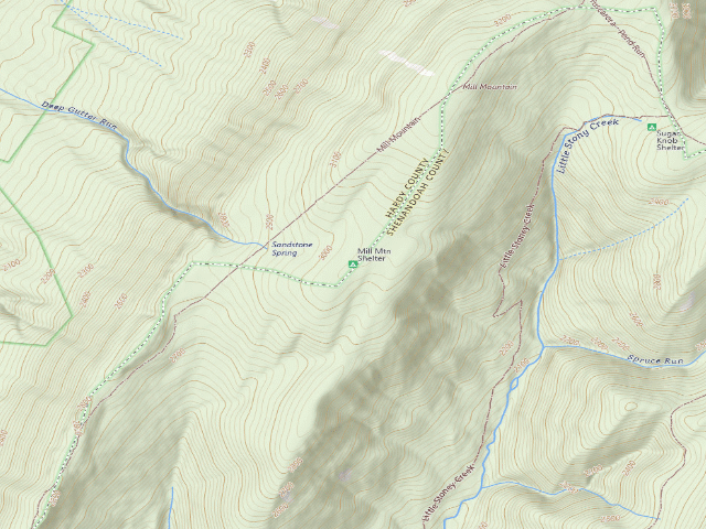 USGS topographic map of Mill Mountain Shelter