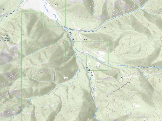 USGS topographic map of Miller Creek Road 464