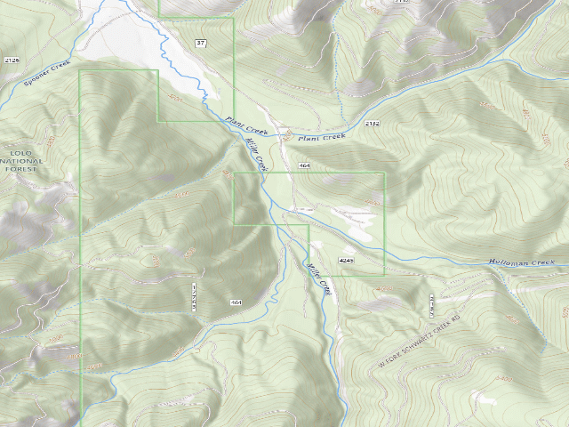 USGS topographic map of Miller Creek Road 464