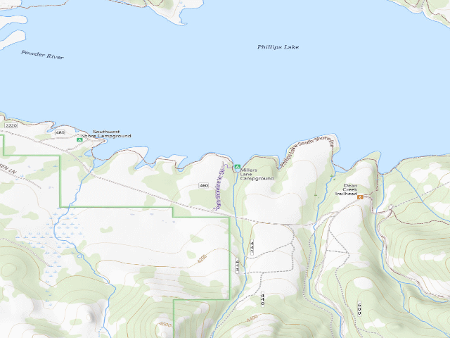 USGS topographic map of Millers Lane Campground
