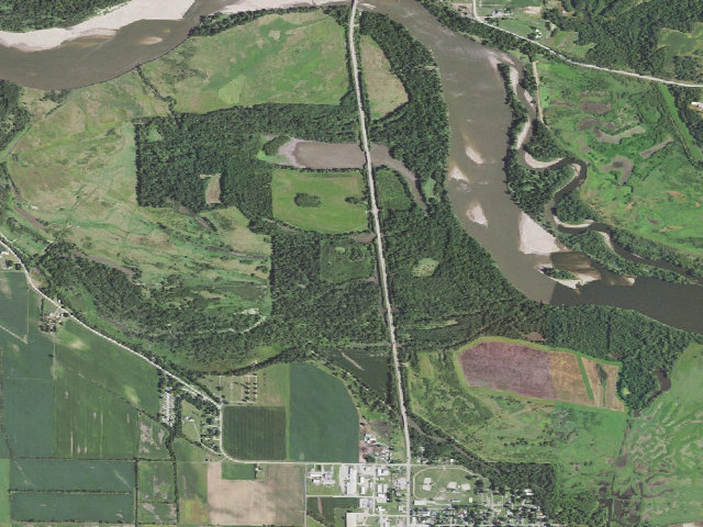 Aerial image of Millrace Flats WMA