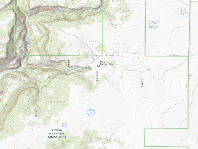 USGS topographic map of Mills Canyon Rim Campground
