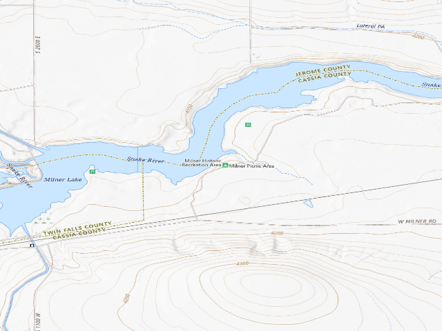 USGS topographic map of Milner Historic Recreation Area