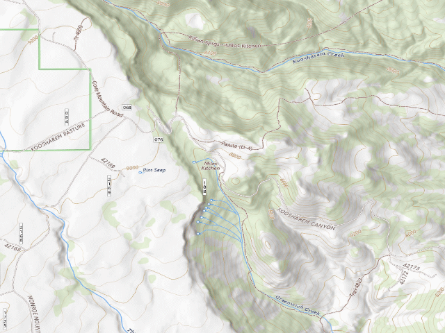 USGS topographic map of Milo's Kitchen Trailhead