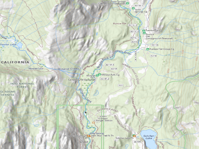 USGS topographic map of Minaret Falls Cg