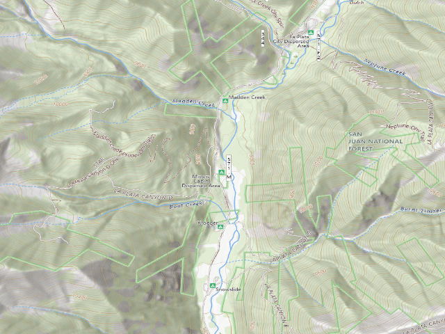 USGS topographic map of Miner's Cabin Campground