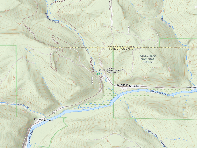 USGS topographic map of Minister Creek Campground & Trailhead