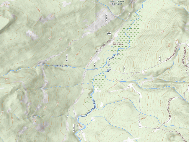 USGS topographic map of Minnie Meadows Dispersed Camping Area