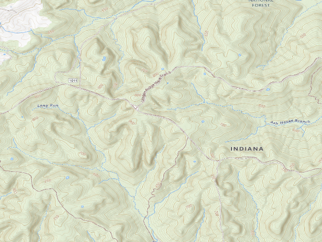 USGS topographic map of Mogan Ridge Roadside Dispersed Campsite 2 (Hoosier NF)