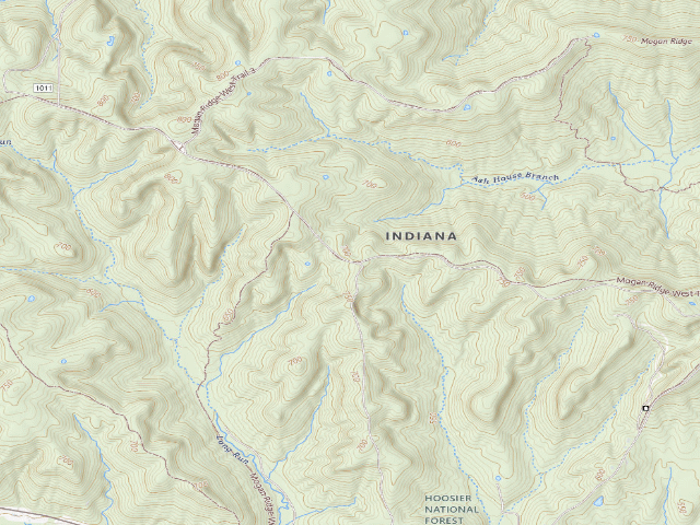 USGS topographic map of Mogan Ridge Roadside Dispersed Campsite 3 (Hoosier NF)