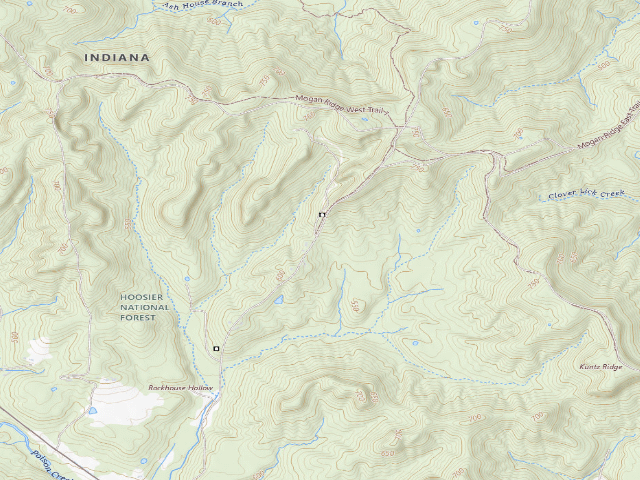 USGS topographic map of Mogan Ridge Roadside Dispersed Campsite 4 (Hoosier NF)