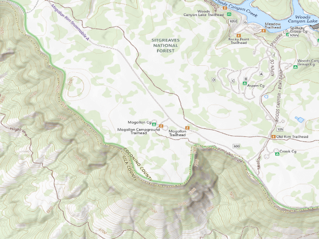 USGS topographic map of Mogollon Rim Campground