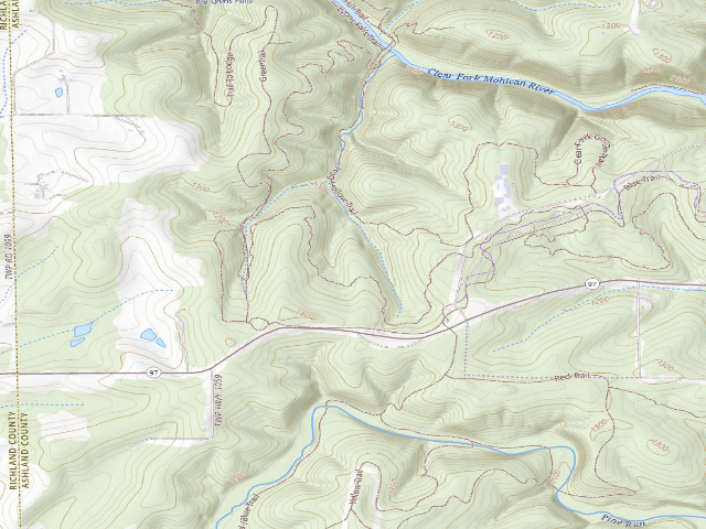 USGS topographic map of Mohican-Memorial State Forest - Park and Pack Campsite 7
