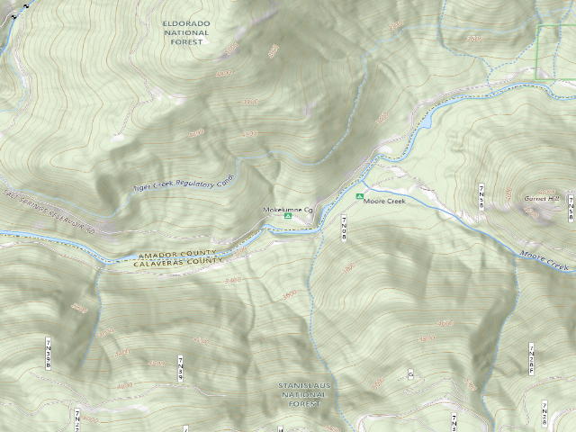USGS topographic map of Mokelumne Cg