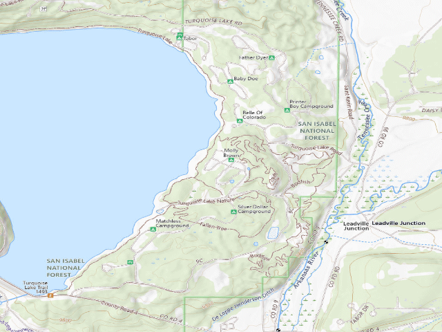 USGS topographic map of Molly Brown Campground