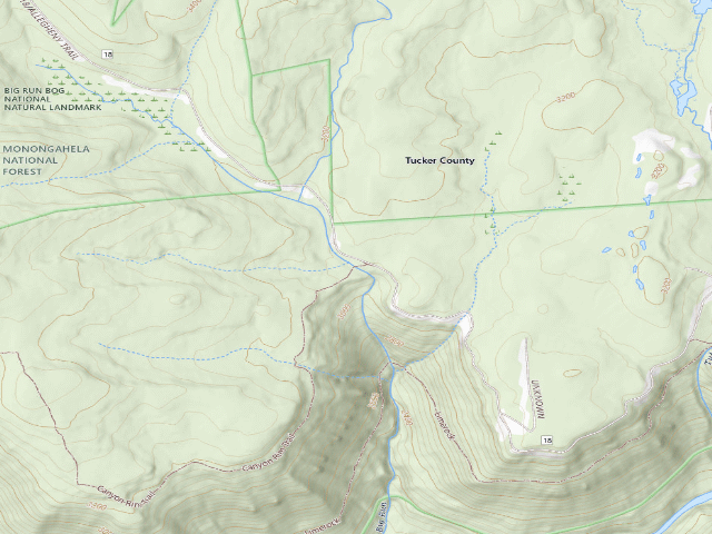 USGS topographic map of Monongahela National Forest