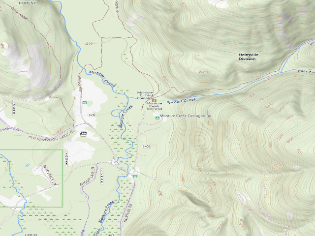 USGS topographic map of Monture Creek Campground