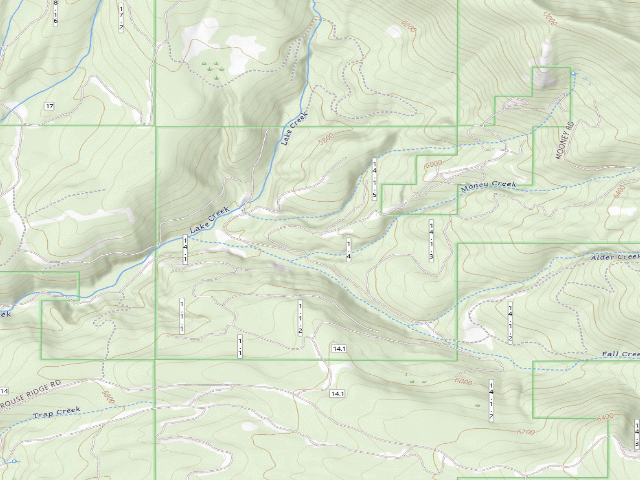 USGS topographic map of Mooney Creek