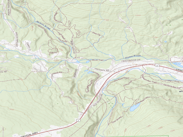 USGS topographic map of Moose Brook State Park