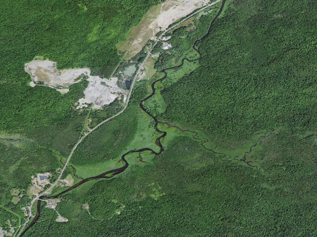 Aerial image of Moose Creek Designated Tent Site [DEC #12102] (Mckenzie Mountain Wilderness)
