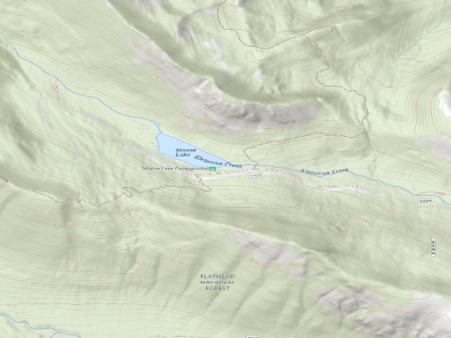 USGS topographic map of Moose Lake Campground