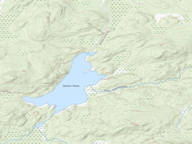 USGS topographic map of Moose Pond Designated Tent Site #2 [DEC #13647] (Mckenzie Mountain Wilderness)