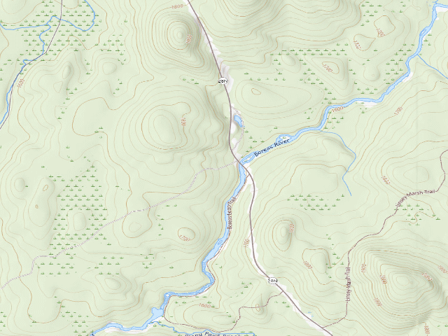 USGS topographic map of Moose Pond Rd Campsite #1 (Vanderwhacker Mountain Wild Forest)