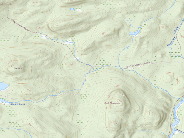 USGS topographic map of Moose Pond Rd Campsite #6 (Vanderwhacker Mountain Wild Forest)