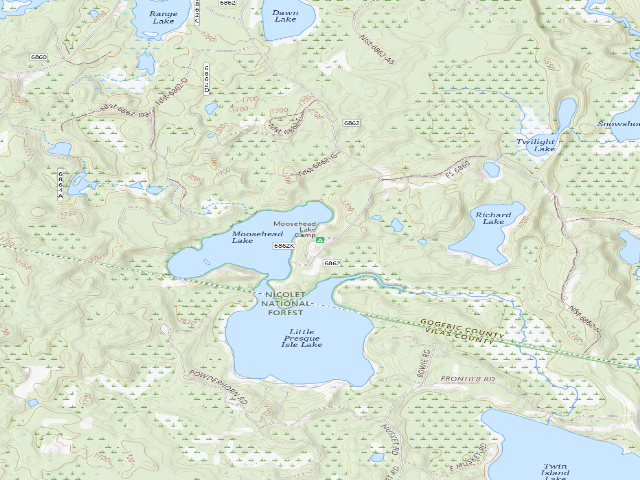 USGS topographic map of Moosehead Lake Camp