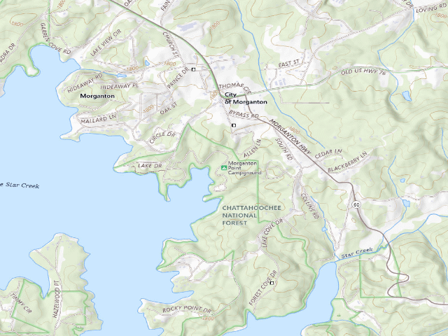 USGS topographic map of Morganton Point Recreation Area