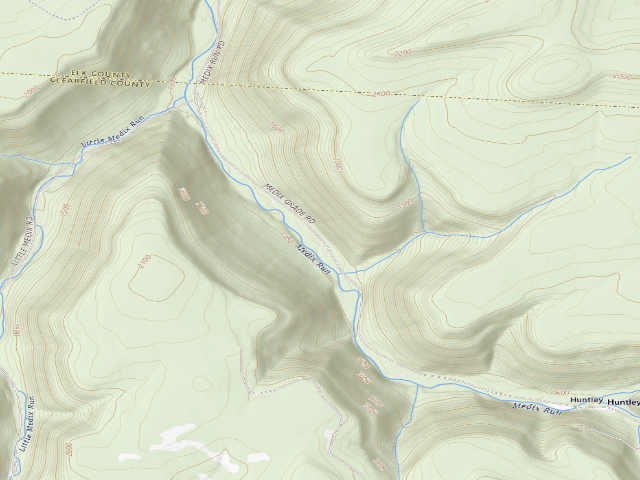USGS topographic map of Moshannon State Forest roadside campsite Medix Run 008