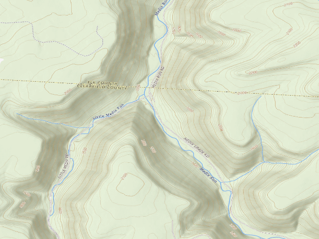 USGS topographic map of Moshannon State Forest roadside campsite Medix Run 007