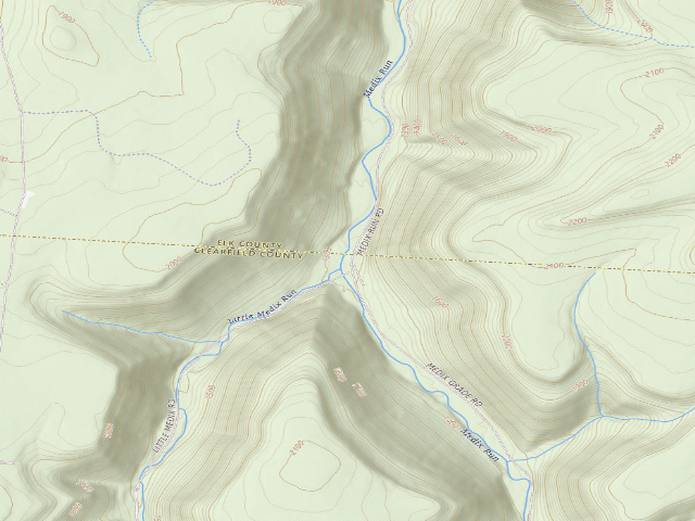 USGS topographic map of Moshannon State Forest roadside campsite Medix Run 006