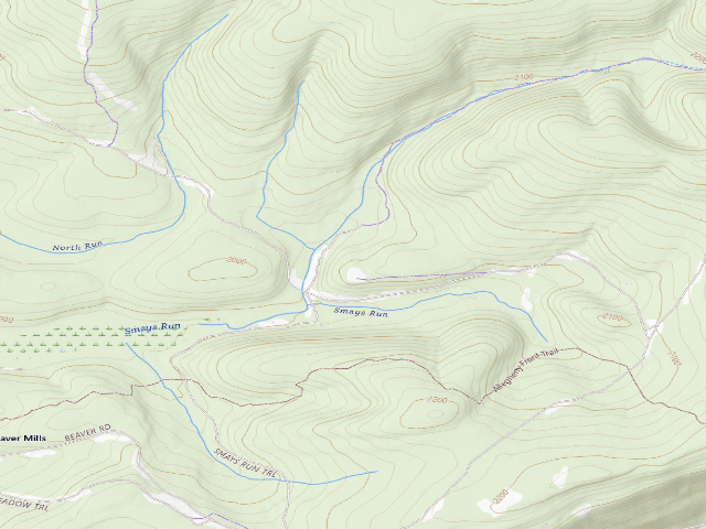 USGS topographic map of Moshannon State Forest roadside campsite North Run 002 (North Run Equine Camping Area)