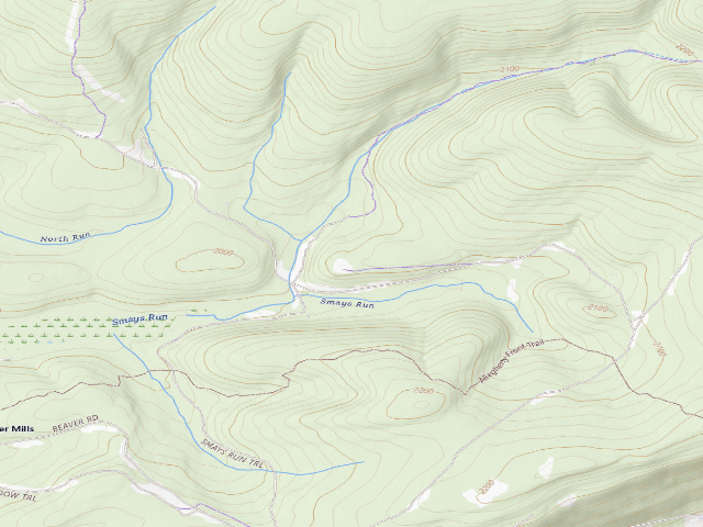 USGS topographic map of Moshannon State Forest roadside campsite North Run 001