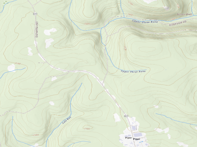 USGS topographic map of Moshannon State Forest roadside campsite Yellow Snake 001 (Quehanna Reservoir Rd Equestrian Camping)